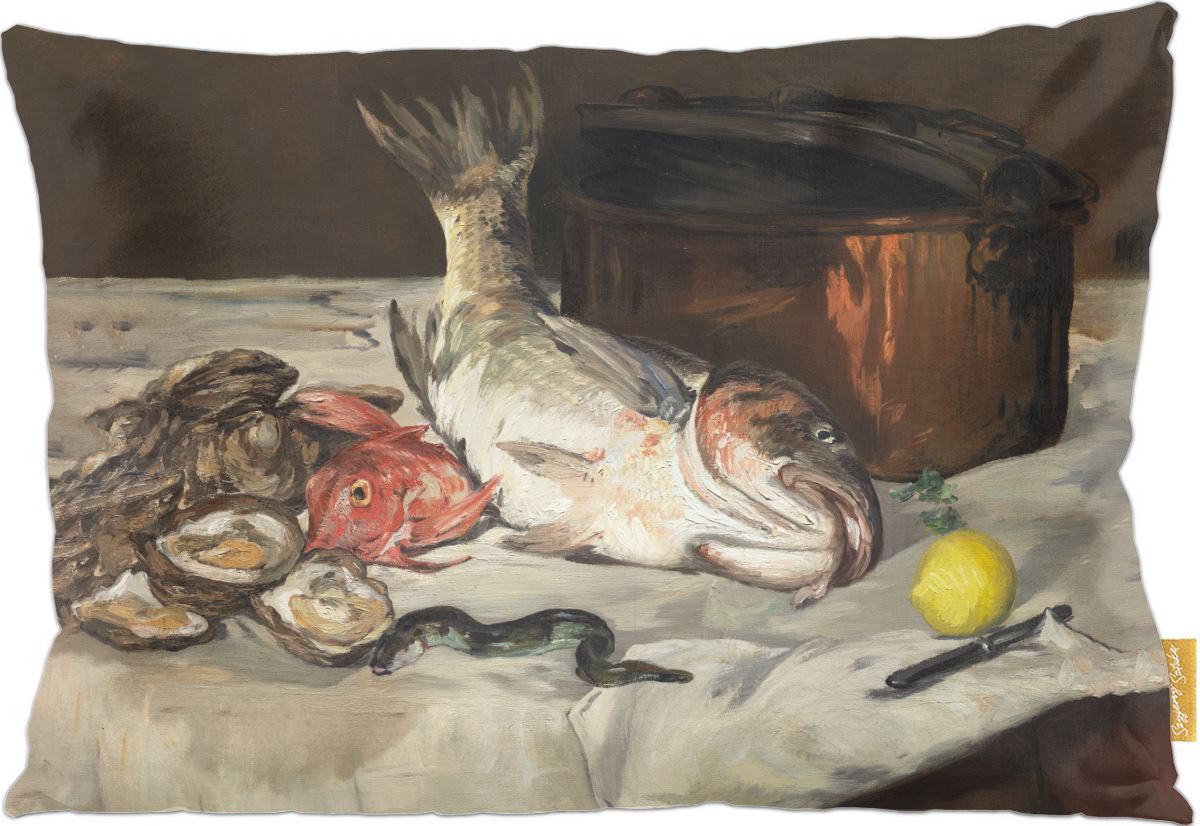 Poduszka dekoracyjna na prezent z obrazem Ryba (martwa natura) Édouard Manet Szyjemy Sztukę
