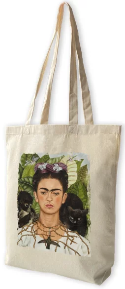 Torba bawełniana Autoportret z cierniowym naszyjnikiem i kolibrem Frida Kahlo