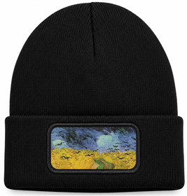 Czapka zimowa Pole pszenicy z krukami Vincent Van Gogh – czarna