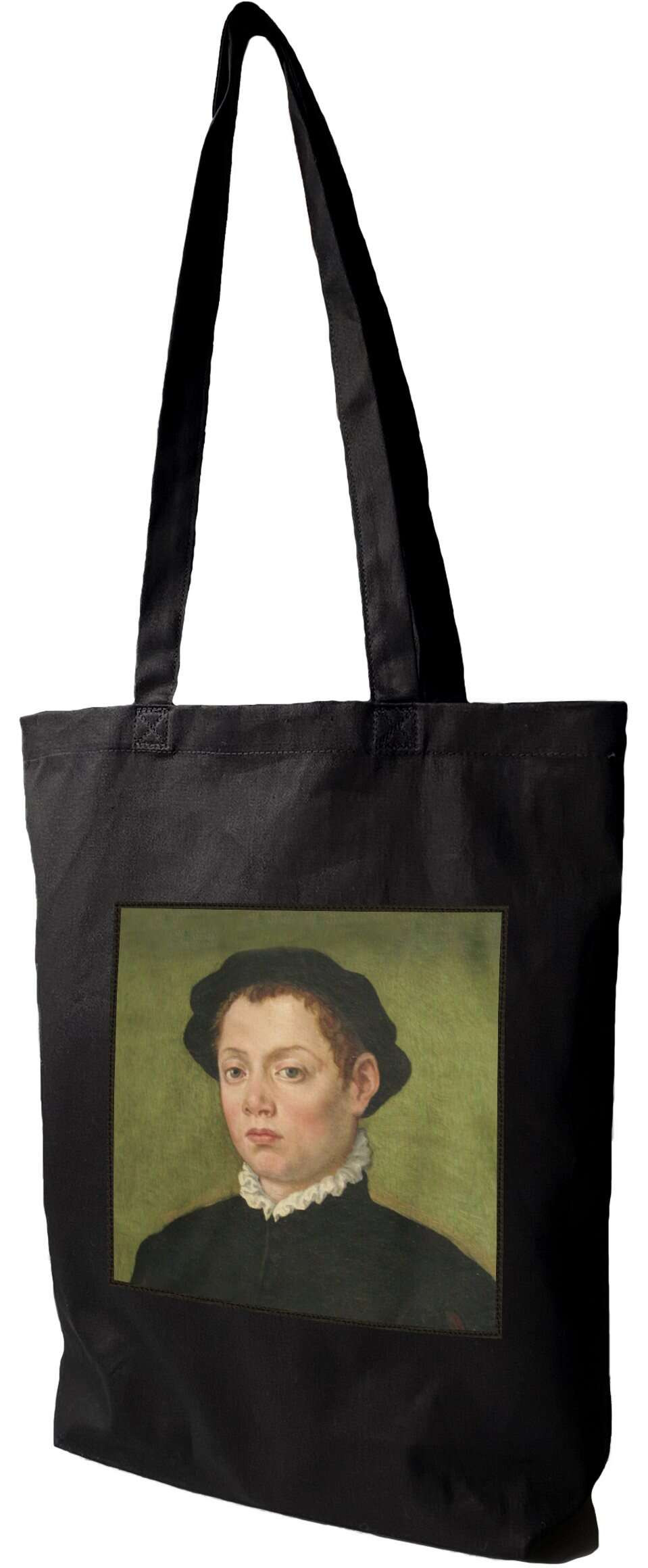 Torba z naszywką Młody człowiek Sofonisba Anguissola, Czarna