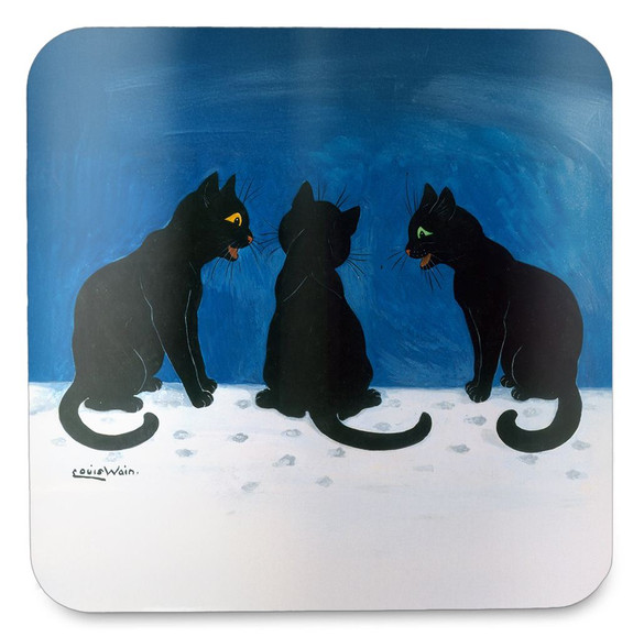 Podkładka pod kubek Czarne koty na śniegu Louis Wain