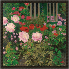 Naszywka Kwitnące kwiaty na ogrodzeniu ogrodu Koloman Moser