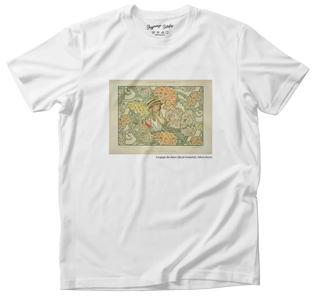 Koszulka z nadrukiem Byzantine – projekt tkaniny Alfons Mucha