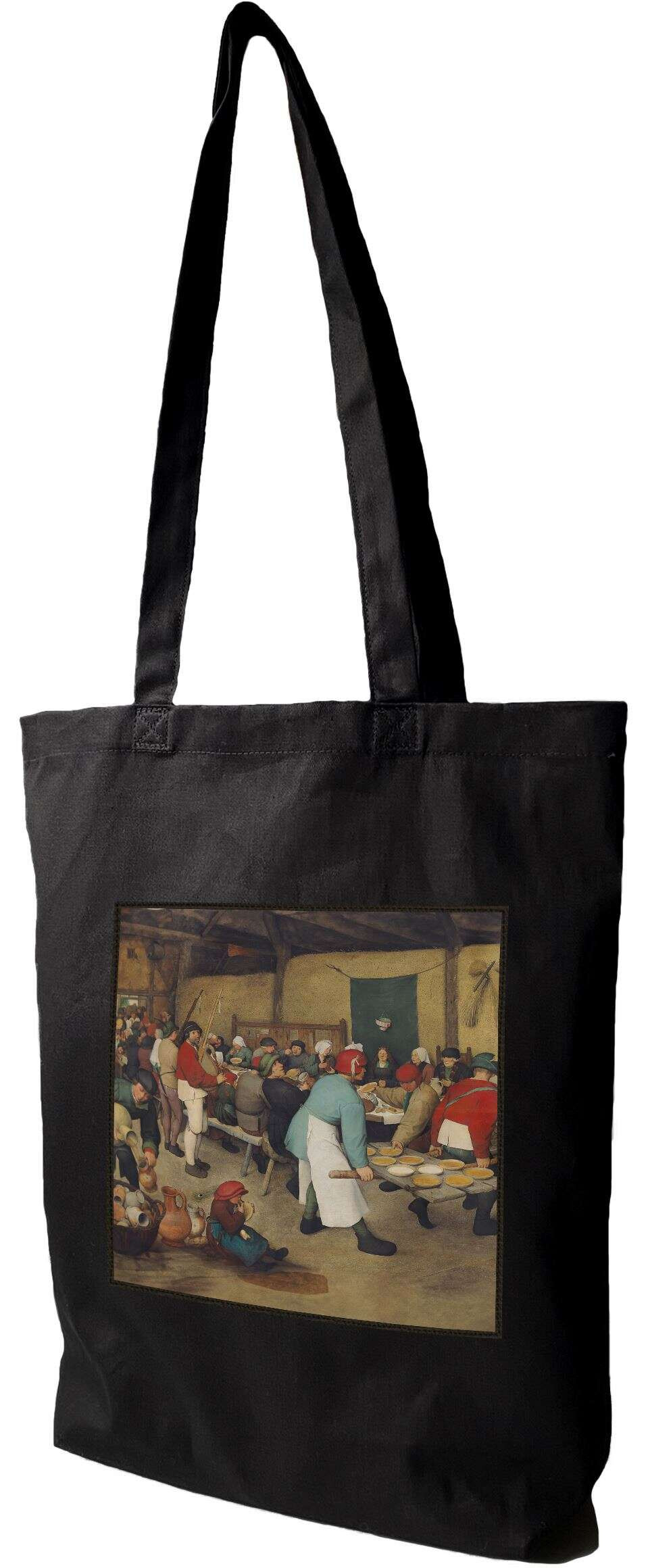 Torba z naszywką Chłopskie wesele Pieter Bruegel starszy, Czarna