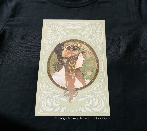 Koszulka z nadrukiem Bizantyjskie głowy: brunetka Alfons Mucha