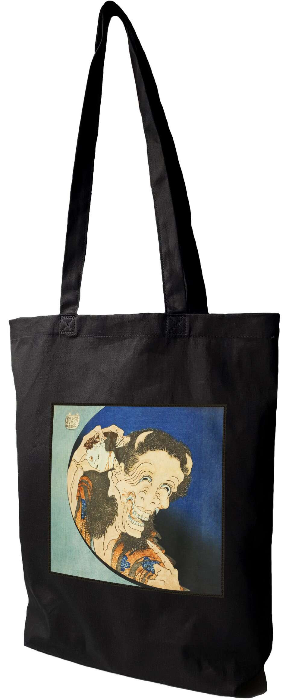 Torba z naszywką Śmiejący się Demon Katsushika Hokusai, Czarna