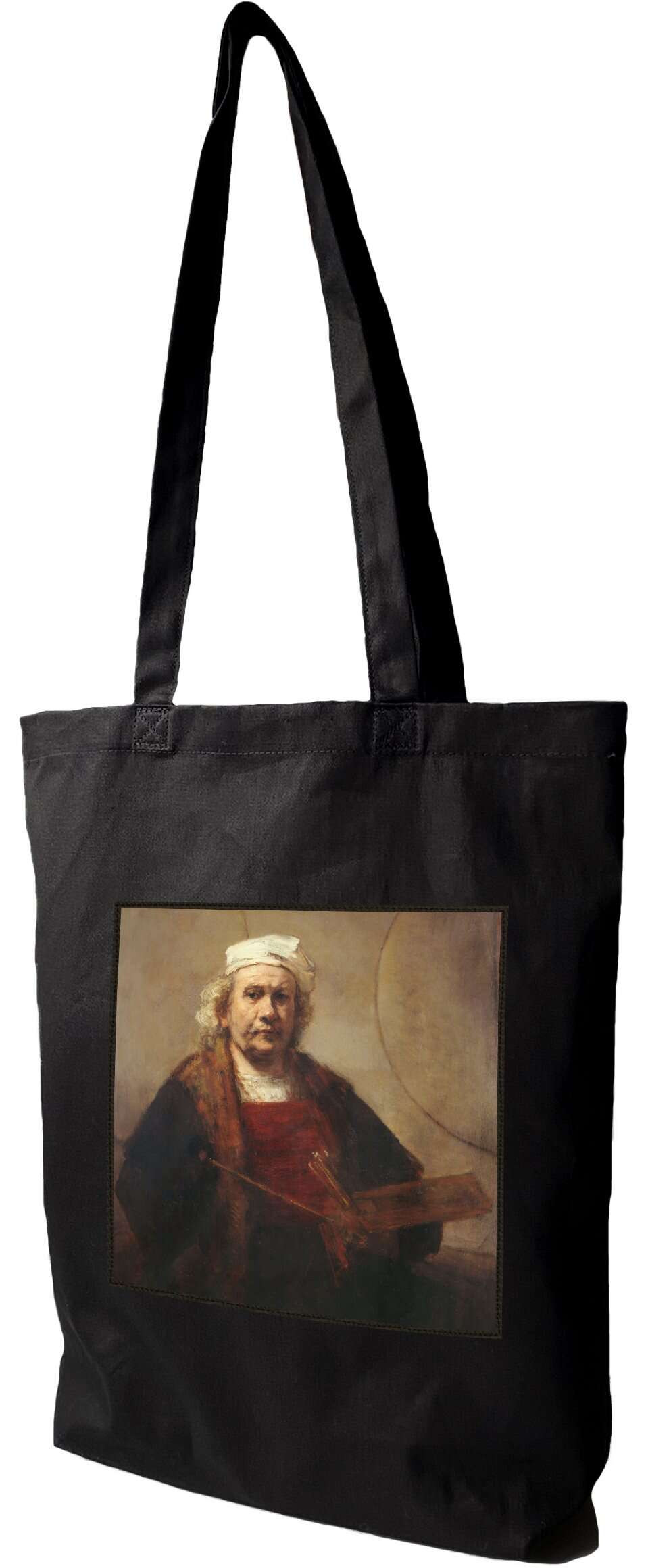 Torba z naszywką Autoportret z dwoma kołami Rembrandt, Czarna