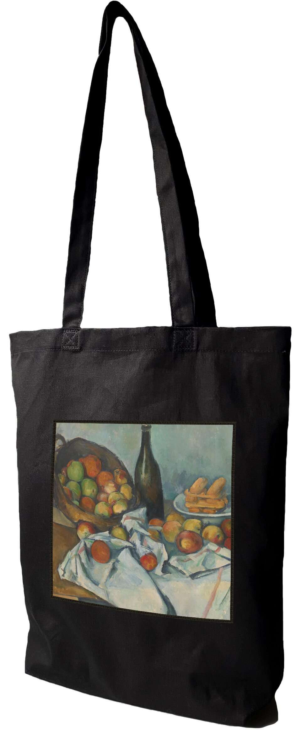 Torba z naszywką Kosz jabłek Paul Cezanne, Czarna