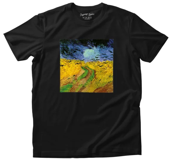Koszulka z naszywką Pole pszenicy z krukami Vincent Van Gogh