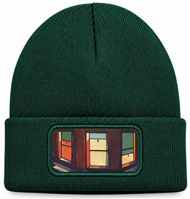 Czapka zimowa Okna nocne Edward Hopper – zielona