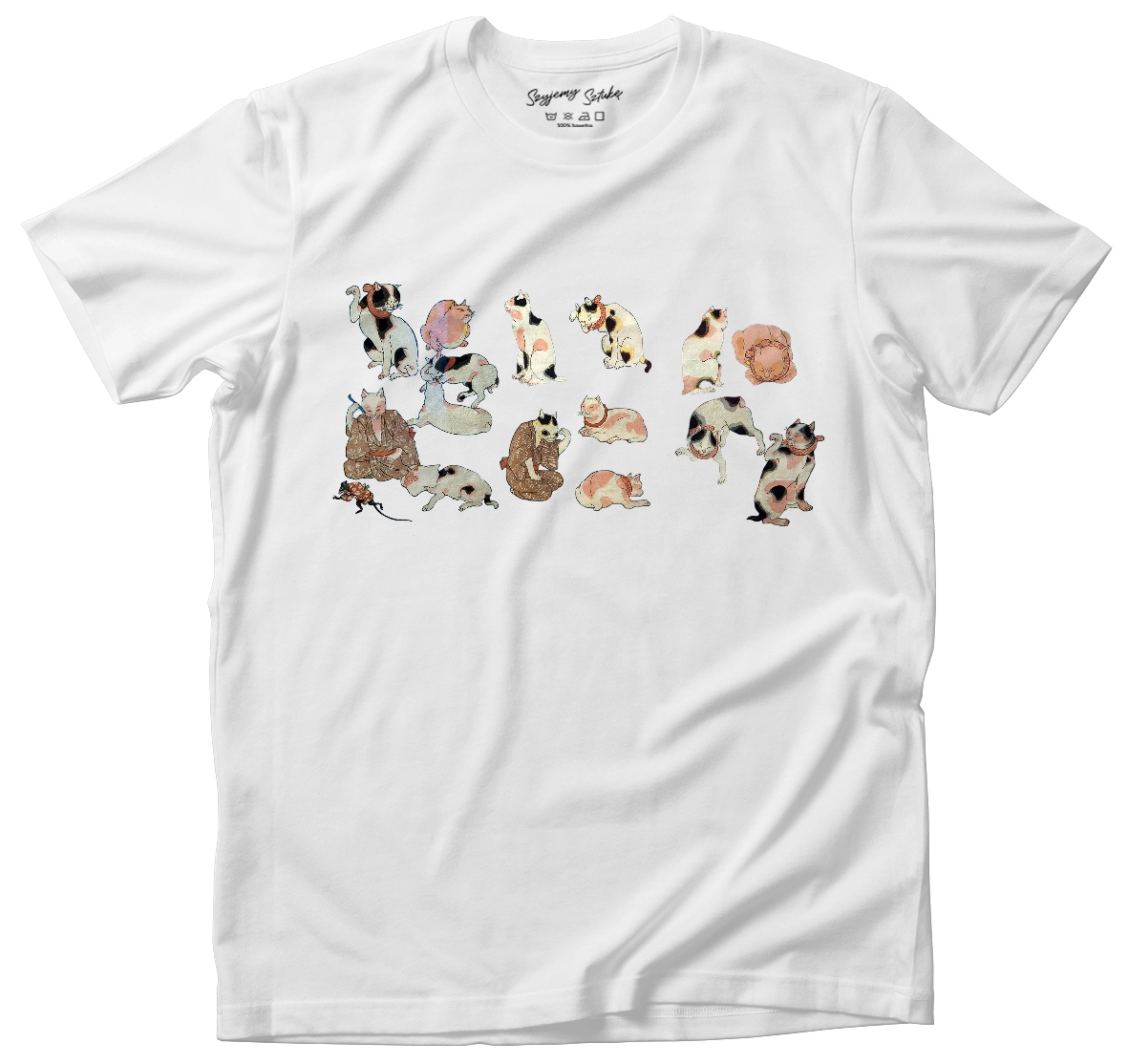 Koszulka Przysłowia Ilustrowane przez Koty Utagawa Kuniyoshi– koszulka z nadrukiem obrazu, t-shirt ze sztuką