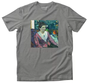 Koszulka z naszywką Kobieta na tle martwej natury, Cezanne Paul Gauguin