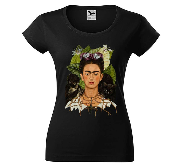Bluzka damska Autoportret z cierniowym naszyjnikiem i kolibrem Frida Kahlo