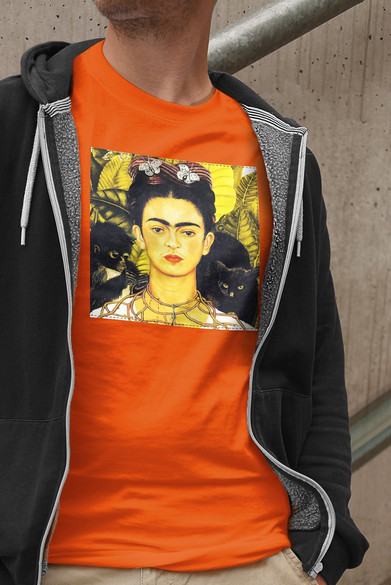 Koszulka z naszywką Autoportret z cierniowym naszyjnikiem i kolibrem Frida Kahlo