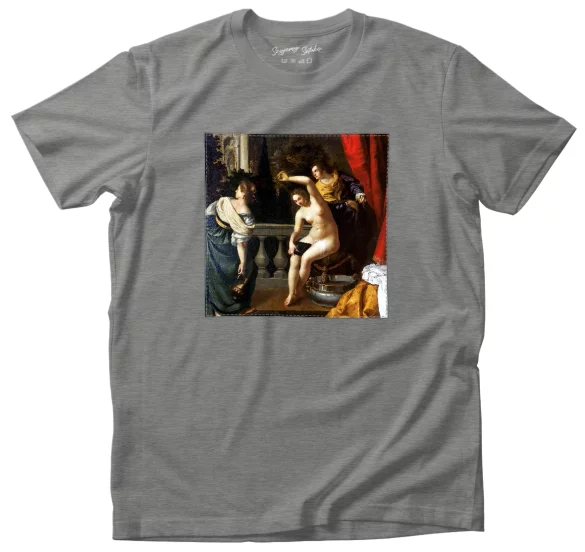 Koszulka z naszywką Batszeba w swojej kąpieli Artemisia Gentileschi
