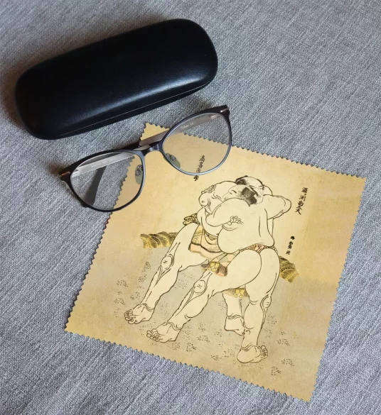 Ściereczka do okularów Zapaśnicy sumo Uzugafuchi Kandayu i Takasaki Ichijuro Katsushika Hokusai