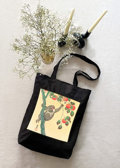 Torba z naszywką Małpa na drzewie persymonowym Ohara Koson