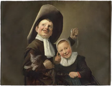 Podkładka na stół Chłopiec i dziewczynka z kotem i węgorzem Judith Leyster
