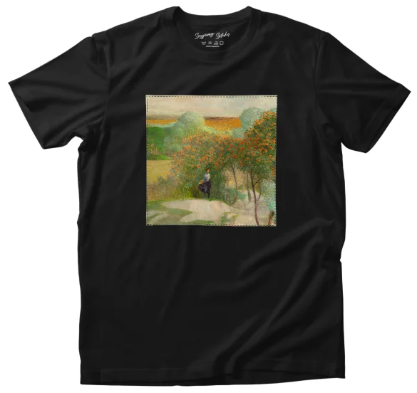 Koszulka z naszywką Pejzaż z jarzębiną, część prawa tryptyku _Idź nad strumienie_ Jacek Malczewski