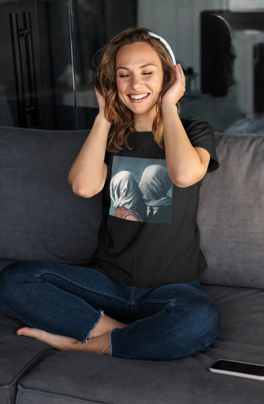 Bluzka damska L z naszywką Kochankowie René Magritte