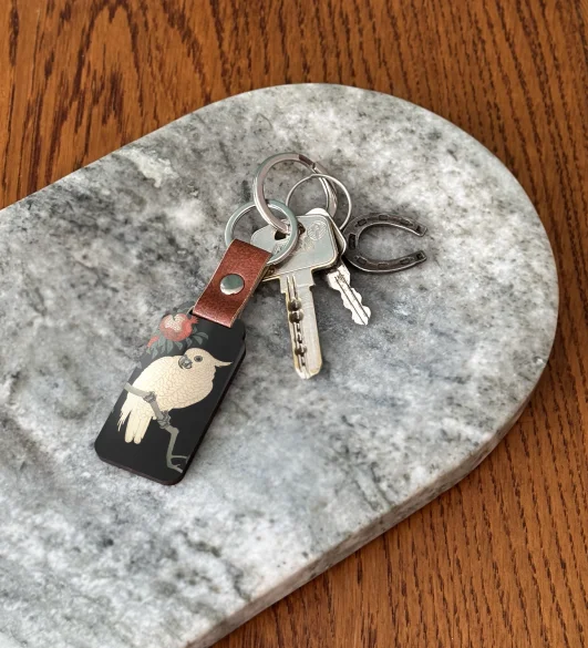 Brelok Biała papuga i granat Ohara Koson