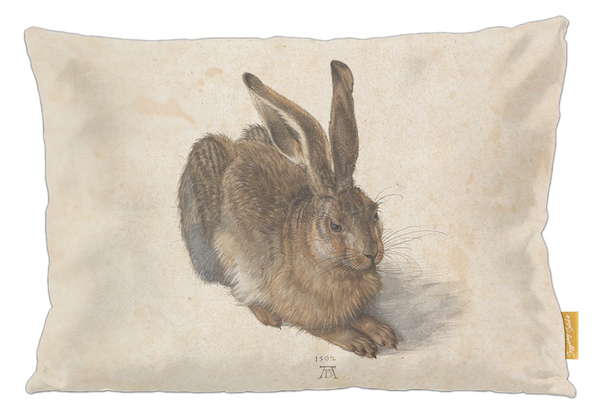 Poduszka dekoracyjna na prezent z obrazem Młody zając Albrecht Dürer Szyjemy Sztukę