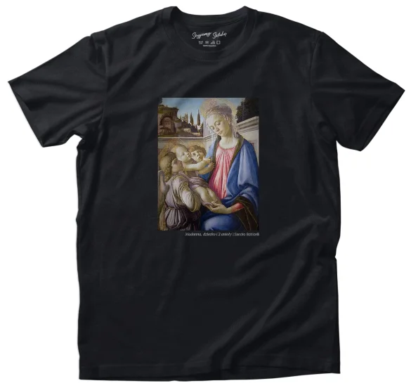 Koszulka z nadrukiem Madonna, dziecko i 2 anioły Sandro Botticelli