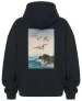 Bluza oversize Pięć mew nad skałą w morzu Ohara Koson