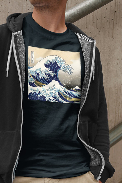 Koszulka z naszywką Wielka fala w Kanagawie Katsushika Hokusai