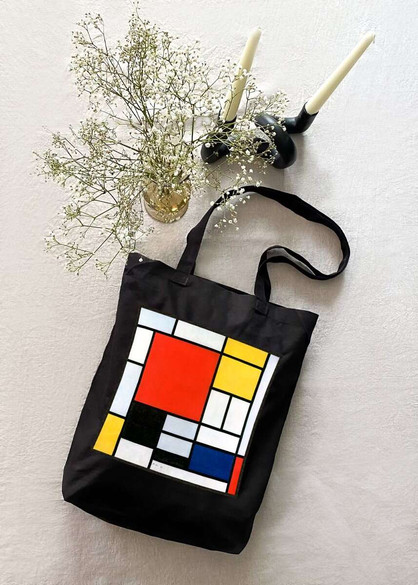 Torba z naszywką Kompozycja w czerwieni, żółci, błękicie i czerni Piet Mondrian