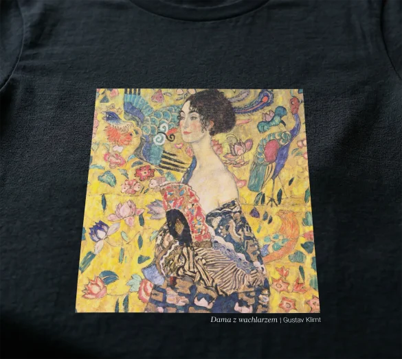 Koszulka z nadrukiem Dama z wachlarzem Gustav Klimt