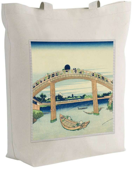 Torba z naszywką Pod mostem Mannen w Fukagawa Katsushika Hokusai