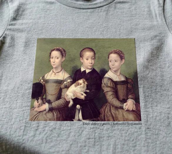 Koszulka z nadrukiem Troje dzieci z psem Sofonisba Anguissola