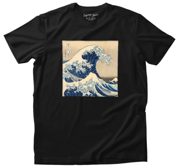 Koszulka z naszywką Wielka fala w Kanagawie Hokusai Katsushika