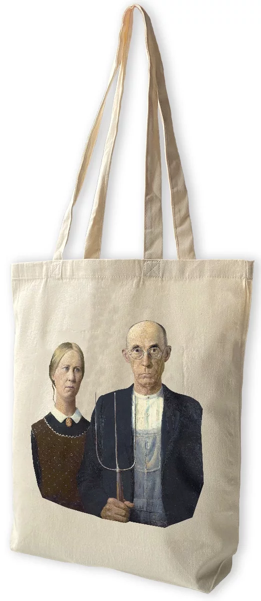 Torba bawełniana American Gothic Grant Wood, Biała