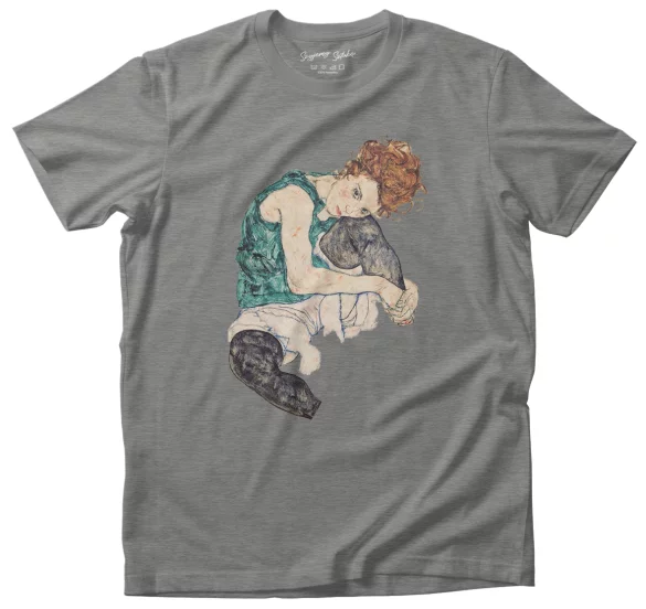 Koszulka Siedząca kobieta z podniesionym kolanem Egon Schiele