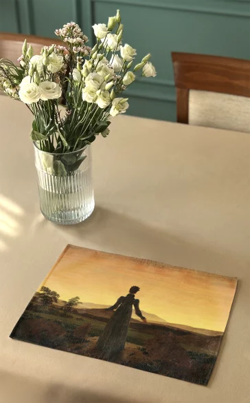 Podkładka na stół Kobieta na tle zachodzącego słońca Caspar David Friedrich