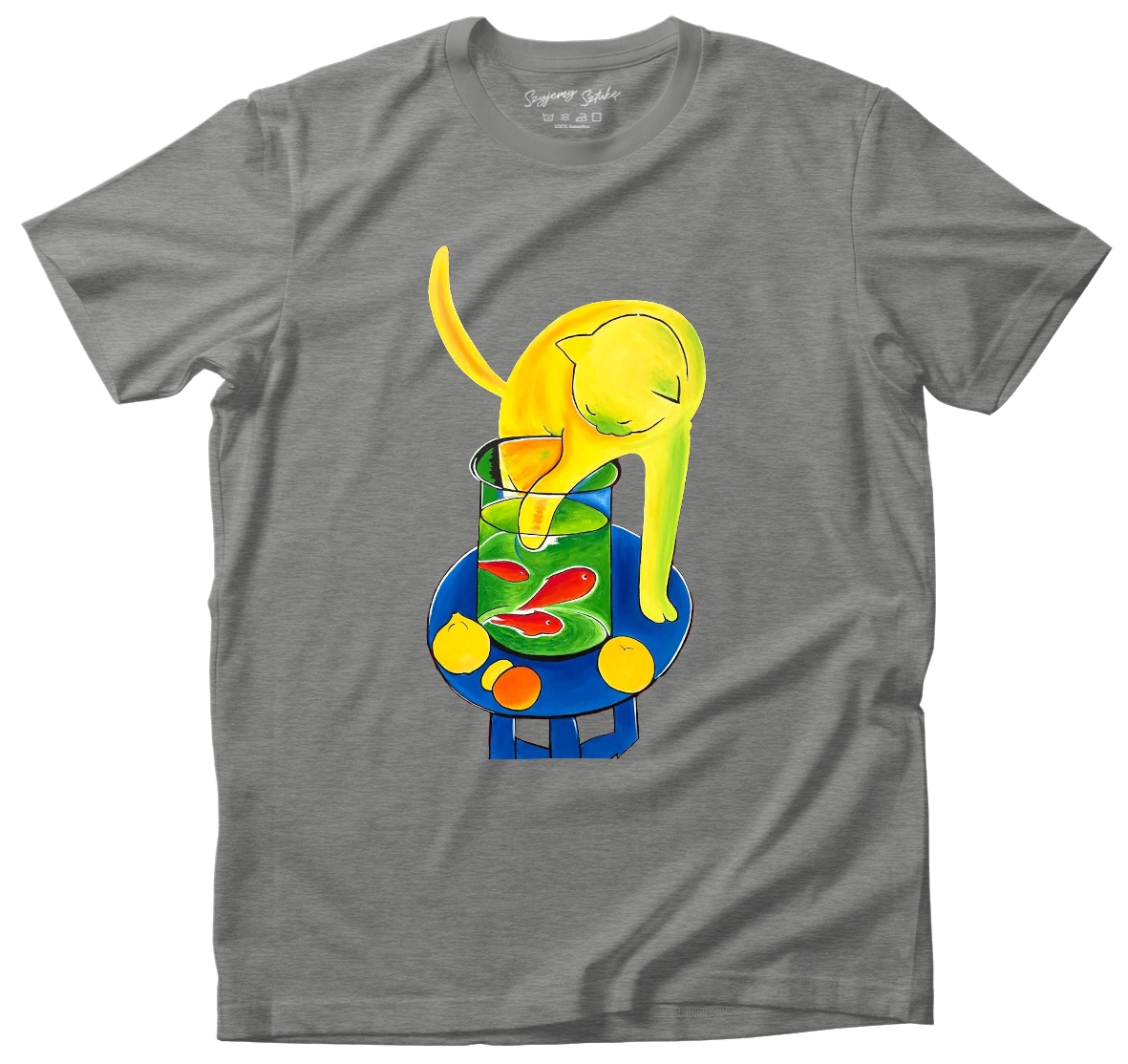 Koszulka Kot ze złotą rybką Henri Matisse– koszulka z nadrukiem obrazu, t-shirt ze sztuką