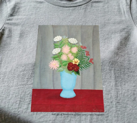 Koszulka z nadrukiem Still life of flowers in a blue vase Henri Rousseau