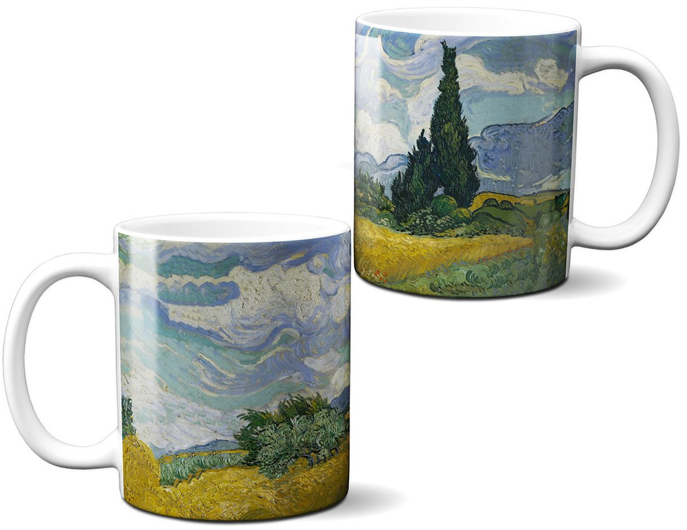 Kubek Pole pszenicy z cyprysami Vincent Van Gogh