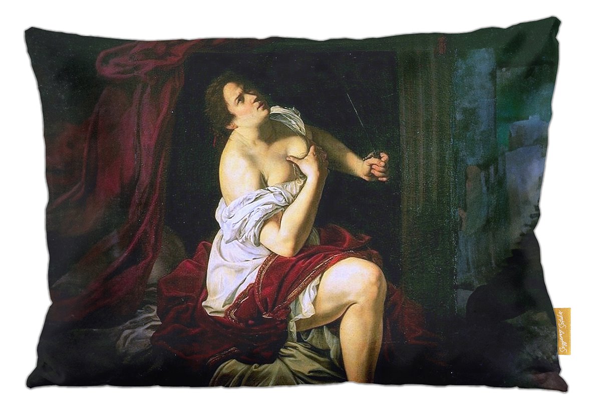 Poduszka dekoracyjna na prezent z obrazem Lukrecja Artemisia Gentileschi Szyjemy Sztukę