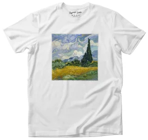 Koszulka z naszywką Pole pszenicy z cyprysami Vincent Van Gogh
