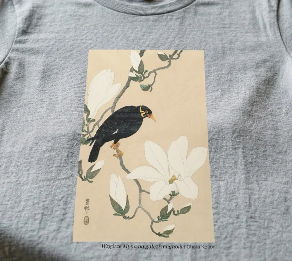 Koszulka z nadrukiem Wzgórze Myna na gałęzi magnolii Ohara Koson