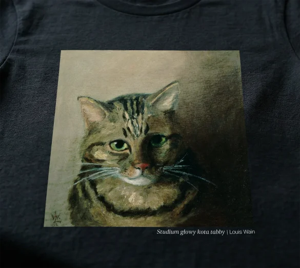 Koszulka z nadrukiem Studium głowy kota tabby Louis Wain