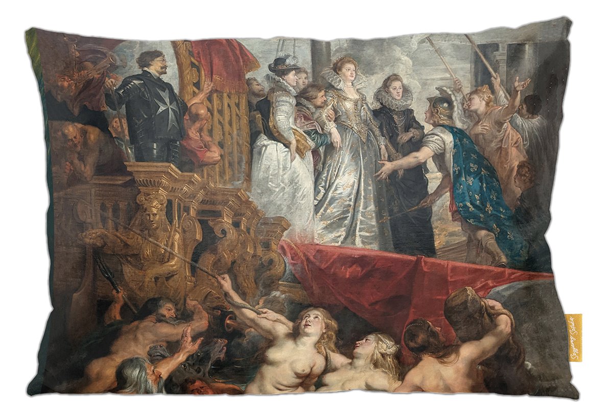 Poduszka dekoracyjna na prezent z obrazem Przybycie Marii Medycejskiej do Marsylii Peter Paul Rubens Szyjemy Sztukę