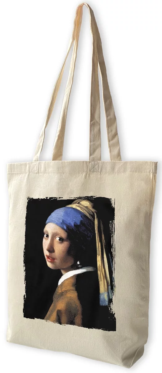 Torba bawełniana Dziewczyna z perłą Jan Vermeer, Biała