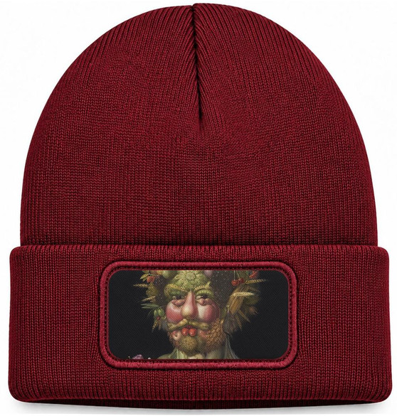 Czapka zimowa Portret Rudolfa II Giuseppe Arcimboldo – bordowa
