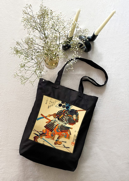 Torba z naszywką Samuraj Kiyokazu z naginatą Utagawa Kuniyoshi