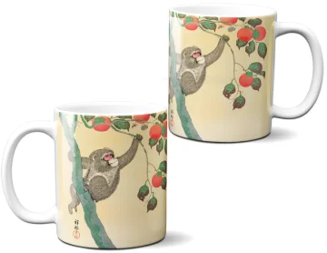 Kubek Małpa na drzewie persymonowym Ohara Koson