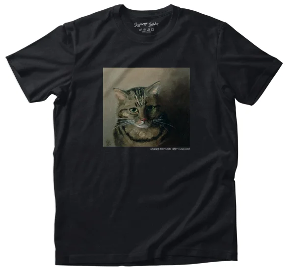 Koszulka z nadrukiem Studium głowy kota tabby Louis Wain